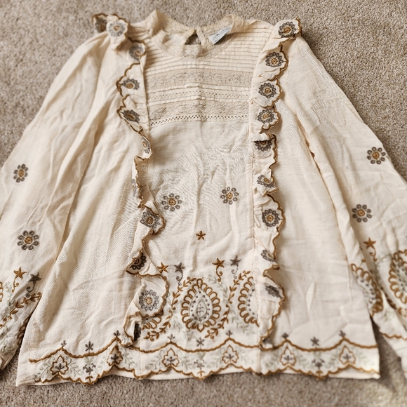 Zara Premium Collection Ruffled Lace Blouse Size Small - Picture 7 of 12